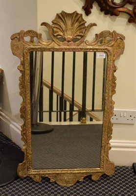 Lot 543 - An 18th Carved Giltwood Mirror, the rectangular plate within an acanthus decorated and punch ground