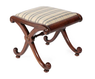 Lot 557 - {} A Regency Rosewood Cross-Framed Stool, early 19th century, after a design by Gillows, later...