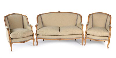 Lot 575 - {} A Three Piece Lounge Suite in Louis XV style, late 19th/early 20th century, comprising a...