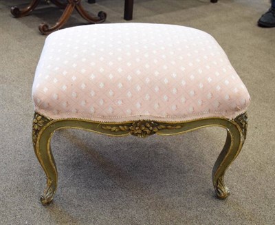 Lot 578 - A Late 19th Century French Gilt and Gesso Dressing Stool, with later recovered pink floral...