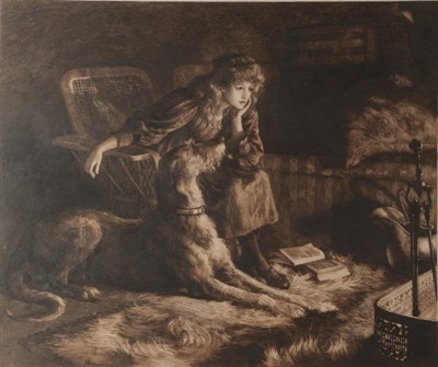 Lot 1001 - Herbert Dicksee (1862-1942) ''Silent Sympathy'' Signed, etching, 48.5cm by 58.5cm