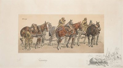 Lot 1008 - Charles Johnson Payne called ''Snaffles'' (1884-1967) ''Gunners''  Signed, print, 22cm by 48cm...