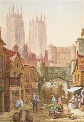 Lot 1014 - {} Louise J Rayner (1892-1924) ''Bootham Bar, York''  Signed, watercolour heightened with...