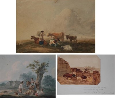 Lot 1024 - Peter de Wint (1784-1849) A Study Signed, watercolour, 6.5cm by 11.5cm, together with, Peter le...