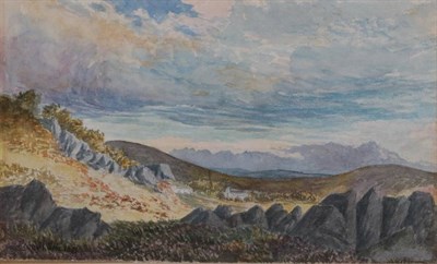 Lot 1025 - Attributed to John Linnell Snr (1729-1796)  Hillside landscape with church beyond Bears...