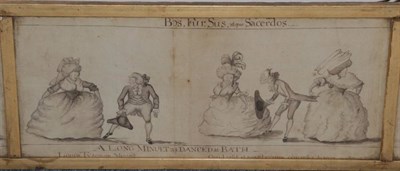 Lot 1027 - British School, circa 1800 A panoramic scene titled ''A long Minute'' as danced at Bath Watercolour