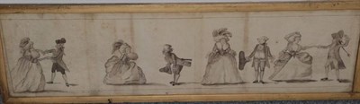 Lot 1027 - British School, circa 1800 A panoramic scene titled ''A long Minute'' as danced at Bath Watercolour
