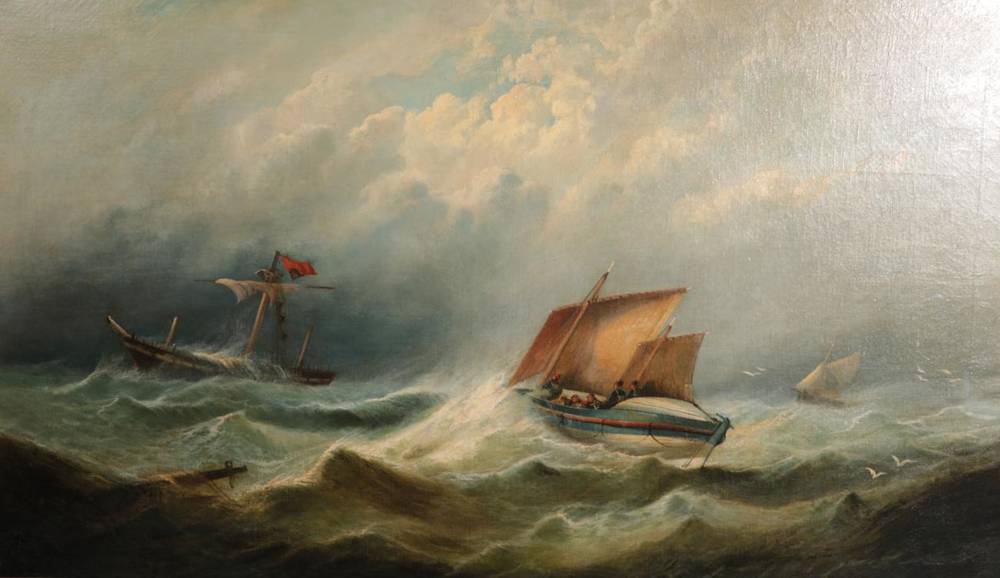 Lot 1041 - Attributed to William Broome (1838-1892)  The Ramsgate Lifeboat Oil on canvas, 73cm by 125cm