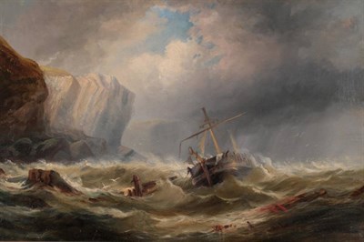 Lot 1045 - English School (19th century), Shipwrecked off the coast Indistinctly signed and dated 1872,...