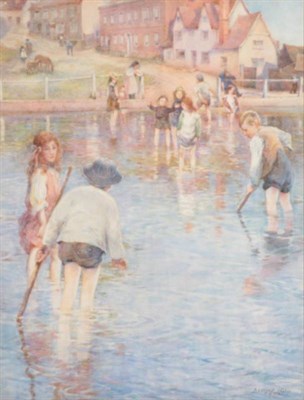 Lot 1052 - {} Arthur Legge (1859-1942)  ''The Pool, Finchingfield, Essex'' Signed and dated 1914, with...