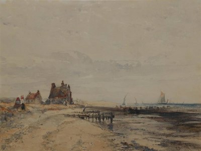 Lot 1066 - Charles Bentley OWS (1806-1854) ''The beach at Cullercoats'' Signed and dated 1843, pencil and...