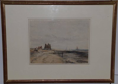 Lot 1066 - Charles Bentley OWS (1806-1854) ''The beach at Cullercoats'' Signed and dated 1843, pencil and...