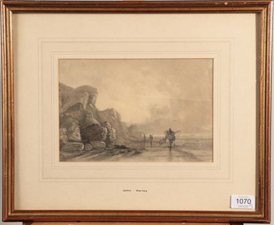 Lot 1070 - Attributed to John Varley (1778-1842)  Figures by the shore Pencil, together with a late 18th /...