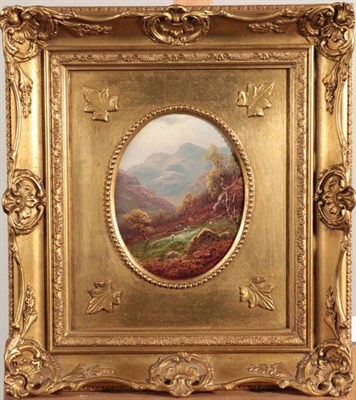 Lot 1075 - William Mellor (1851-1931) ''Langdale Pikes'' Signed, oil on panel, 17cm by 13cm (oval)...