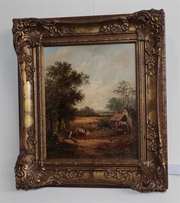 Lot 1088 - William Lara (19th century) Haymaking Feeding the Ducks Signed, oil on canvas, 29cm by 24cm (a...