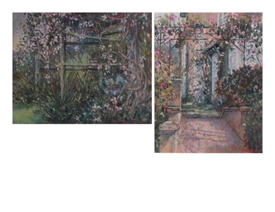 Lot 1089 - Mary Towsey (20th/21st century) The Gardens at Vétheuil  Signed, oils on canvas, 24.5cm by...