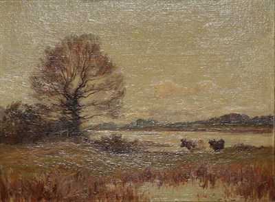 Lot 1090 - Frederick James Knowles (1874-1931) ''Salmon pool, Poynton'' Signed, oil on canvasboard, 15.5cm...