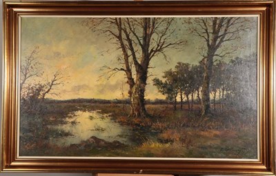 Lot 1095 - Andries Debeuf (1912-2002) Belgian Winter Trees Signed, oil on canvas, 58.5cm by 98cm  Artist's...