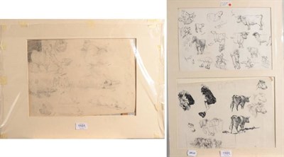 Lot 1101 - British School (19th century) Animal Sketches Signed with initials and dated 1897, pencil, together