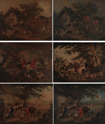 Lot 1102 - After George Morland (1763-1804) ''Fox Hunting'' A group of six aquatints, each 55cm by 68cm (6)