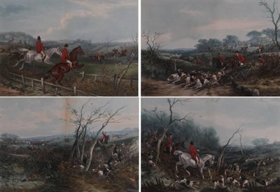 Lot 1105 - After William Shayer (1787-1879)  A set of four hunting prints; ''Gone Away'', ''Dead Beat'',...
