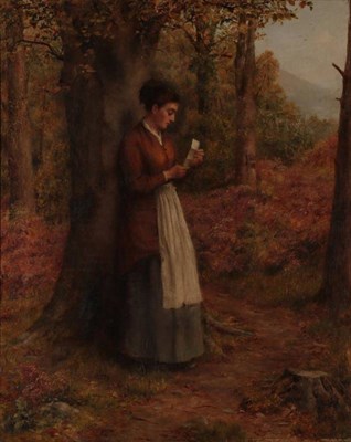 Lot 1140 - R T Minshull (19th century) ''The Letter'' Signed, oil on canvas, 50cm by 40cm