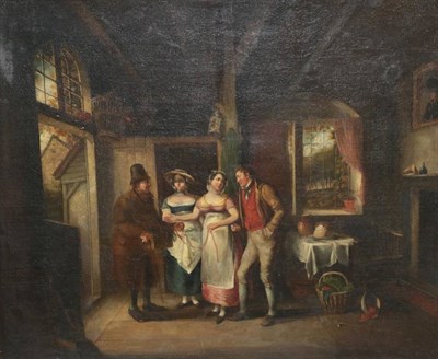 Lot 1141 - British School (19th century)  The Ribbon Seller  Oil on canvas, 63cm by 75cm