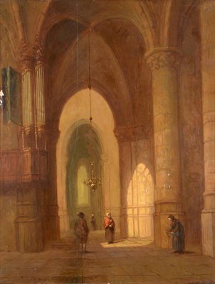 Lot 1142 - H Busch (19th/20th century) Dutch  Cathedral interior Signed, oil on panel, 48cm by 38cm