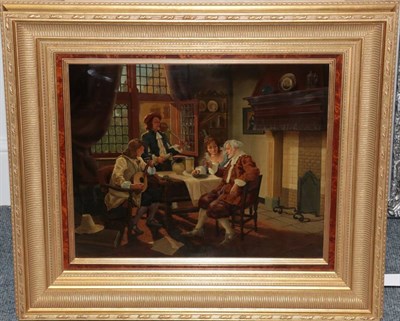 Lot 1143 - ** Boros, (late 19th/early 20th century) Group scene in an interior Signed, oil on panel, 39cm...