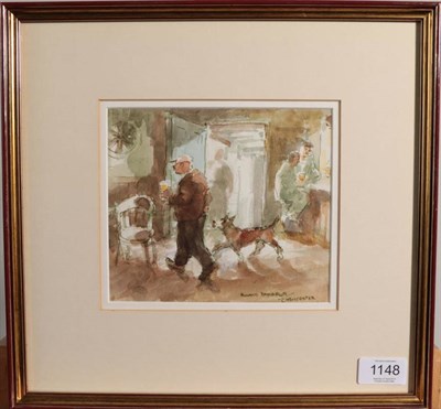 Lot 1148 - Roland Batchelor RWS (1889-1990)  ''A Quiet Pint'' Signed, watercolour, 15cm by 17cm...