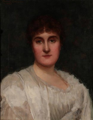 Lot 1173 - Francis H. Williams (19th century)  Portrait of a lady in a white dress Signed and dated 1891,...