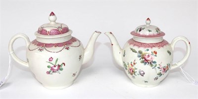 Lot 1196 - A Pennington's Liverpool Porcelain Teapot and Cover, circa 1780, of ovoid form painted with...