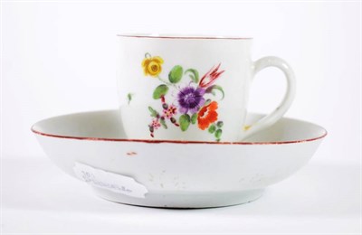 Lot 1202 - A Champions Bristol Porcelain Coffee Cup and Saucer, circa 1775, painted with flowersprays