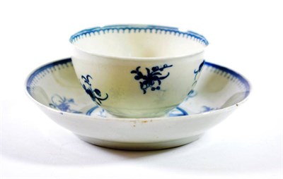 Lot 1203 - A Worcester Porcelain Tea Bowl and Saucer, circa 1770, painted in underglaze blue with the...