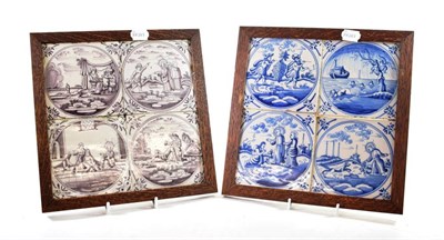 Lot 1220 - A Set of Four Delft Tiles, 18th century, painted in manganese with scenes from the Bible within...