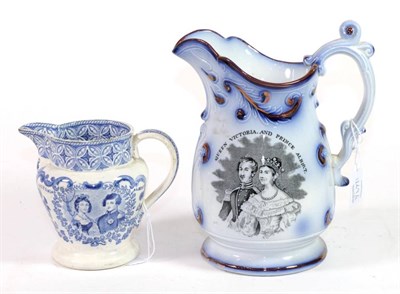 Lot 1269 - A Staffordshire Pottery Victoria and Albert Commemorative Jug, circa 1840, printed in...