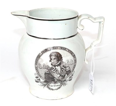 Lot 1275 - A Pearlware Nelson Commemorative Jug, early 19th century, printed in black with a bust portrait...