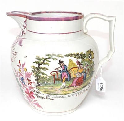 Lot 1286 - A Sunderland Lustre Jug, dated 1823, inscribed Abraham & Sarah Glegg 1823 and printed and...