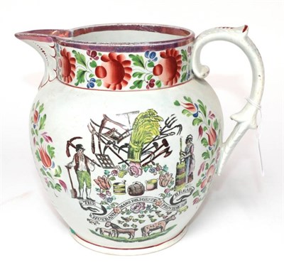 Lot 1288 - A Pearlware Jug, dated 1827, initialled BR 1827 and inscribed with verse entitled THE DREAM flanked