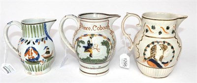 Lot 1295 - A Pratt Type Pearlware Jug, circa 1800, moulded and painted with equestrian portraits of the...