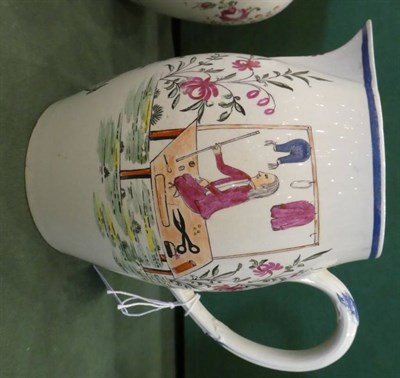 Lot 1299 - A Pearlware Jug, dated 1788, of baluster form inscribed George Bradbury Now friends we are met...
