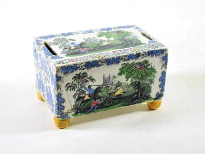 Lot 1328 - An English Pottery Money Box, possibly Stockton Pottery, circa 1830, printed and overpainted...