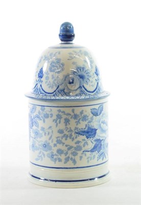 Lot 1329 - A Pearlware Tobacco Jar and Cover, dated 1830, of cylindrical form with domed cover, printed in...