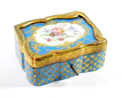 Lot 1352 - A French Painted and Lacquer Dressing Table Box, 19th century, the hinged cover set with a...