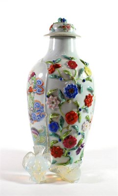 Lot 1356 - A Samson of Paris Porcelain Baluster Vase and Cover, in Chinese Export style, painted in...