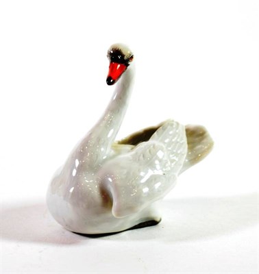 Lot 1364 - A Meissen Porcelain Miniature Model of a Swan, late 19th century, naturalistically modelled and...