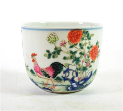 Lot 1384 - A Chinese Porcelain Chicken Cup, bears Daoguang reign mark, painted in famille rose enamels...