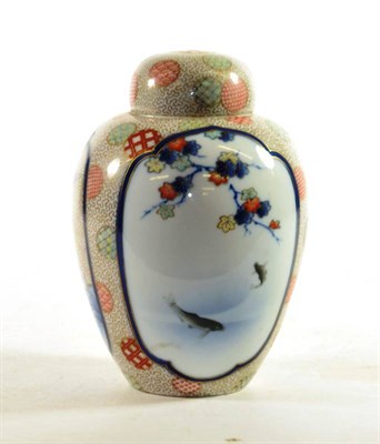 Lot 1402 - A Fukagawa Porcelain Baluster Jar and Cover, painted with a green dragon, three various cranes...