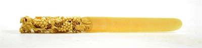 Lot 1407 - A Chinese Ivory Letter Opener, 19th century, the handle carved and pierced in high relief with...