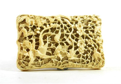 Lot 1408 - A Cantonese Ivory Card Case, 19th century, of shaped rectangular form, carved and pierced in...